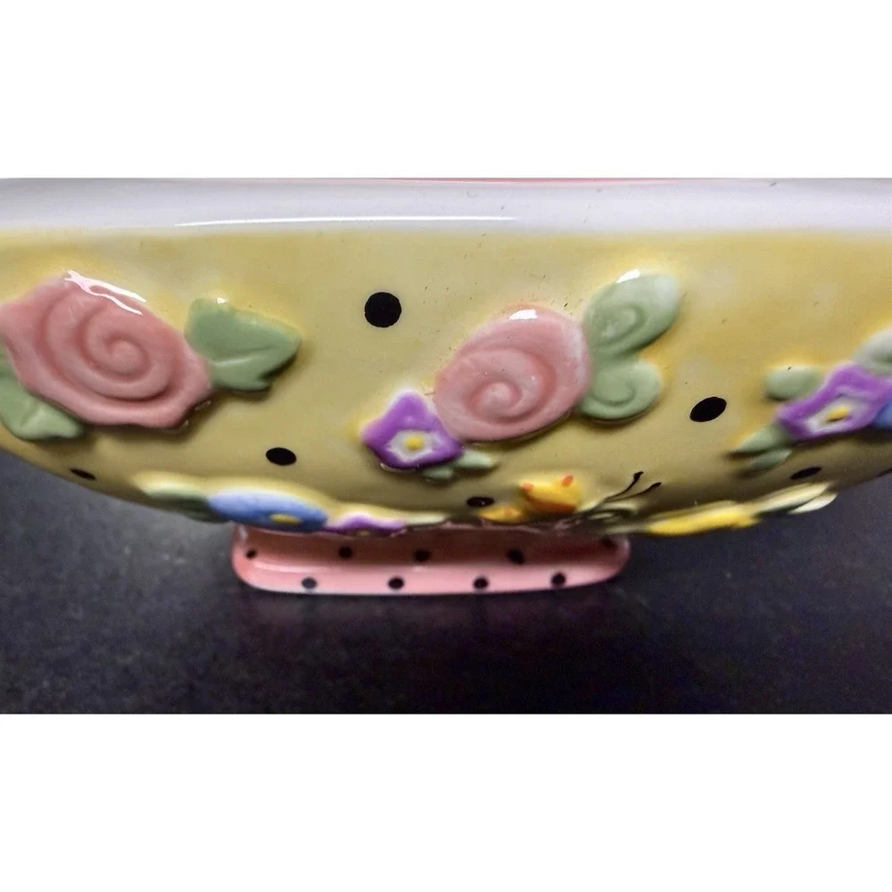 1999 Vintage Mary Englebreit Ceramic Covered Square Trinket/Candy Dish